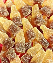 Haribo Fizzy Cola close-up of fizzy sugar coating highlighting tangy texture