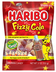 Haribo Fizzy Cola front packaging showing bag and brand, great for gifting