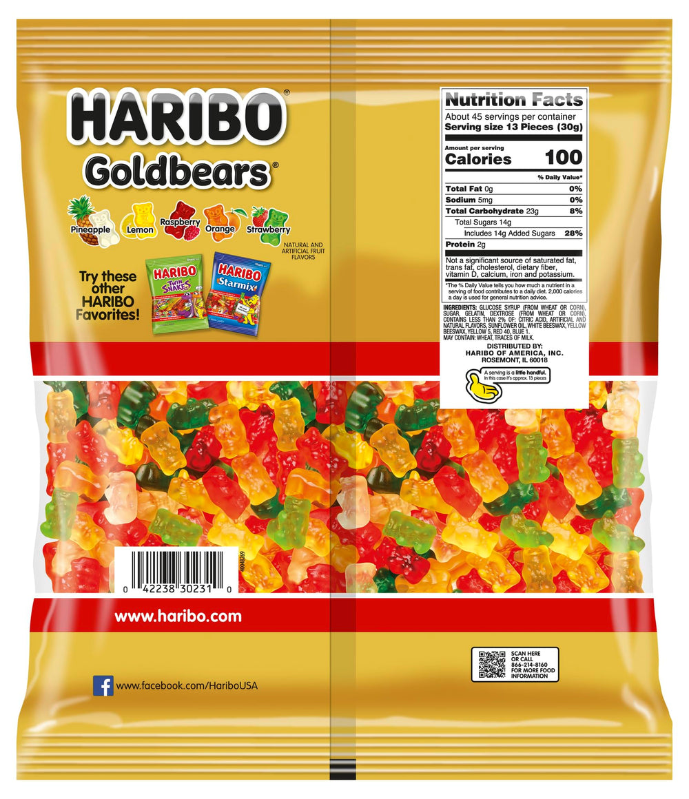 HARIBO Goldbears close-up texture highlights chewiness and fruity colors