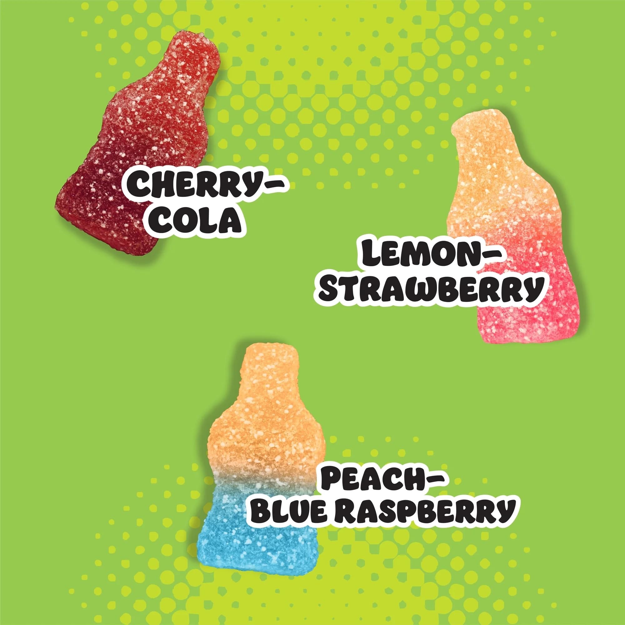 Haribo Sour Sodas close-up sugar coating highlighting tangy crunch texture