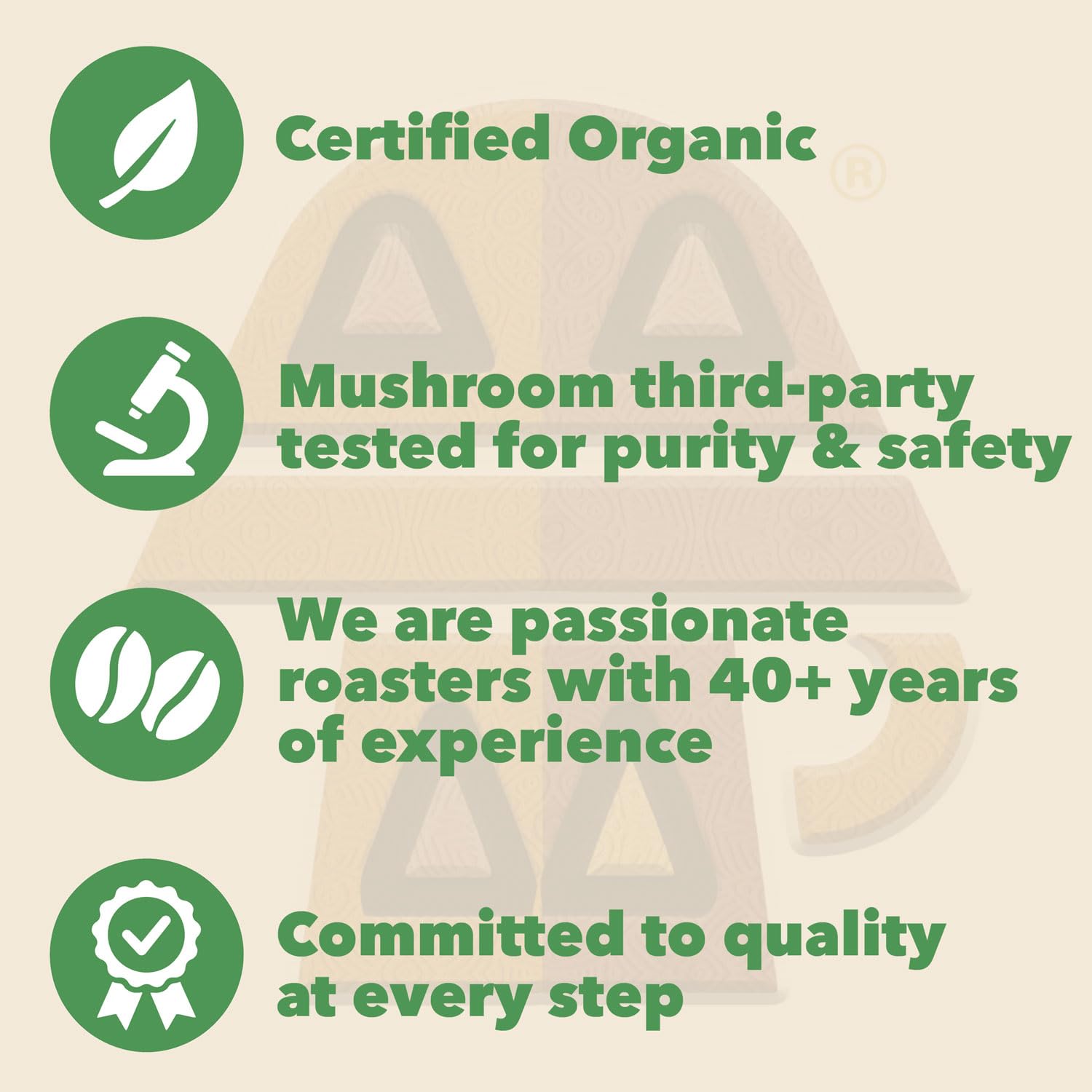 Harmonic Grounds product label and ingredient list showing tested purity