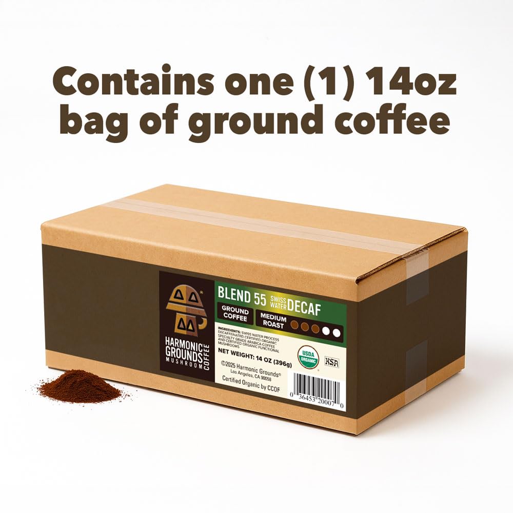 Harmonic Grounds 14 oz bag beside common 12 oz for size comparison and extra quantity benefit