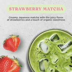 Harmony Proteins prepared strawberry matcha latte with creamy foam for enjoyment