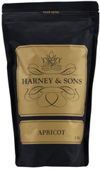 Harney & Sons front packaging showing 16 oz bag and apricot aroma benefits