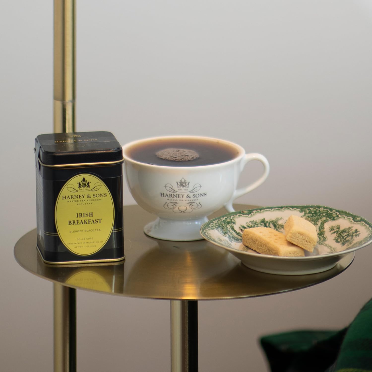 Harney & Sons brewed hot cup demonstrating full-bodied color and warming benefit