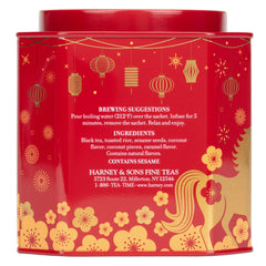 Harney & Sons brewed cup in a cozy setting highlighting warm toasted rice and caramel notes