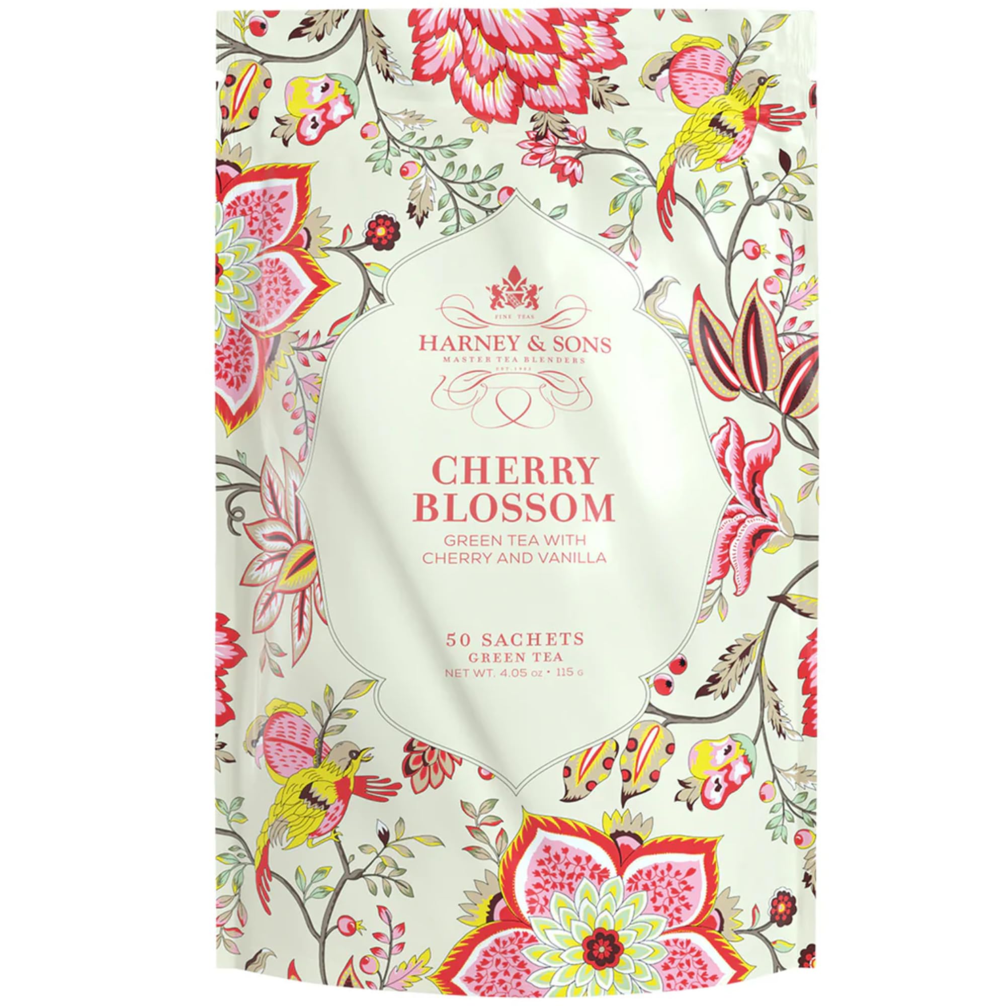Harney & Sons front packaging showing sachet and conveying bright cherry flavor