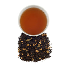 Harney & Sons chai latte in mug demonstrating creamy chocolate chai enjoyment