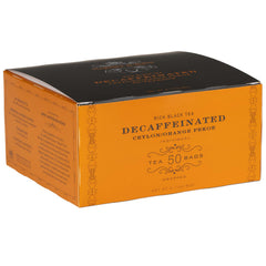 Harney & Sons decaffeinated Ceylon box front showing branding and 50-count convenience