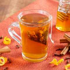 Harney & Sons sachet close-up revealing tea blend texture and easy single-serve convenience
