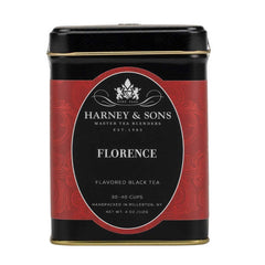 Harney & Sons front tin showing Florence label, elegant gift presentation