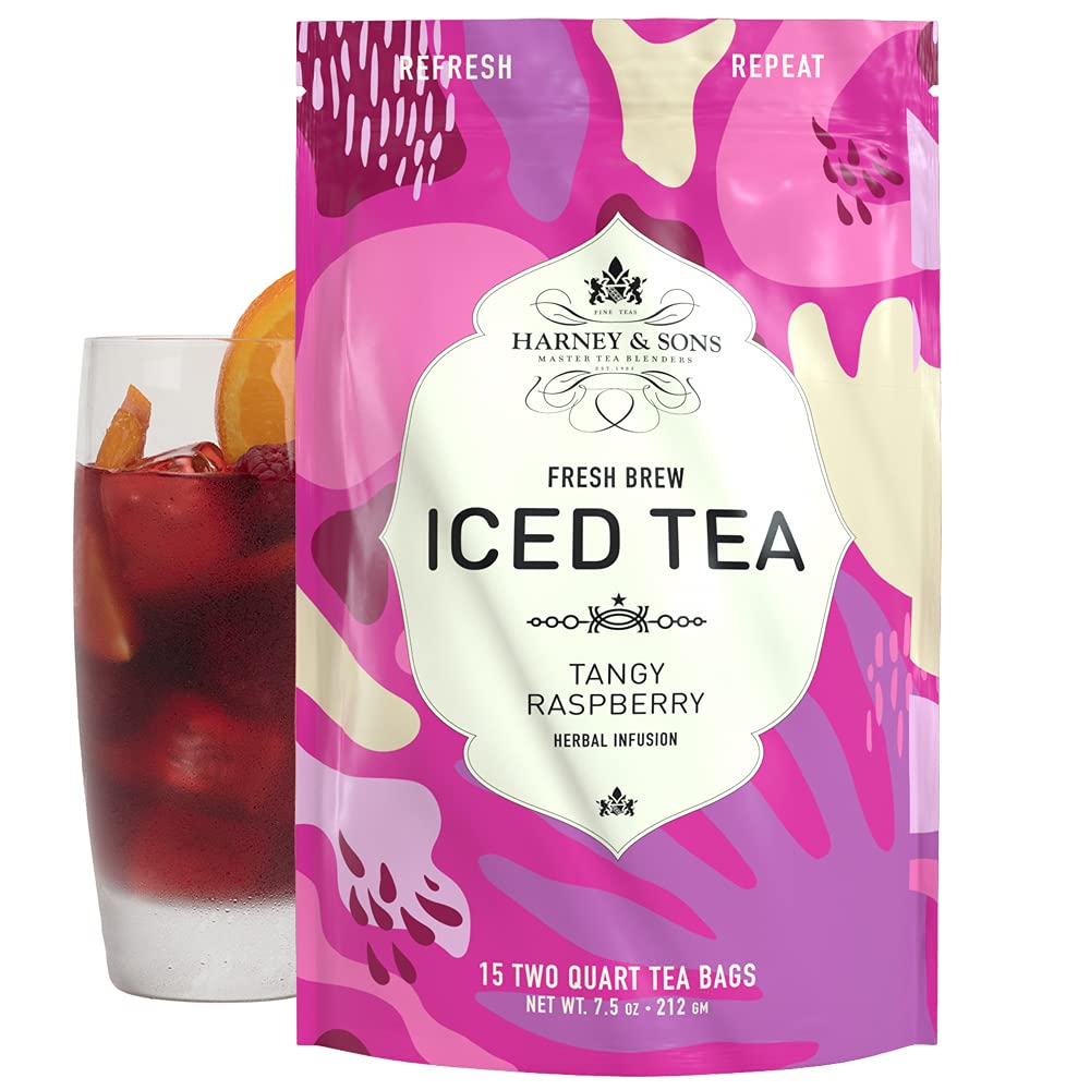 Harney & Sons front packaging showing 15 tea bags and vibrant branding, convenient brewing