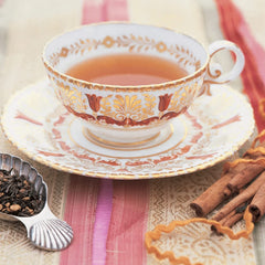 Harney & Sons brewed 12 oz cup highlighting warm cinnamon aroma and strength