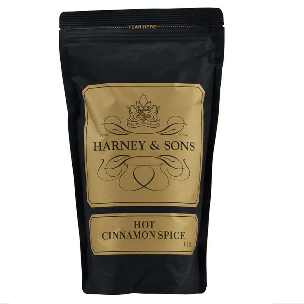 Harney & Sons front bag view showing 16 oz spiced black tea for confident gifting