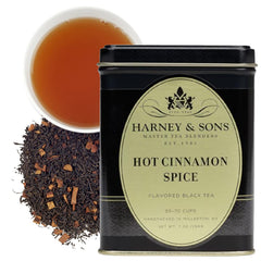 Harney & Sons tin front label showcasing blend and decorative packaging benefit: gift-ready presentation