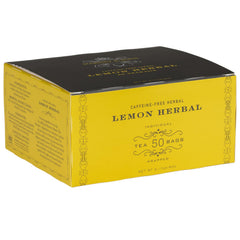 Harney & Sons front packaging showing 50 tea bags and bright lemon branding for daily convenience