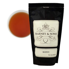 Harney & Sons front packaging showing resealable bag and 50 sachets for convenience