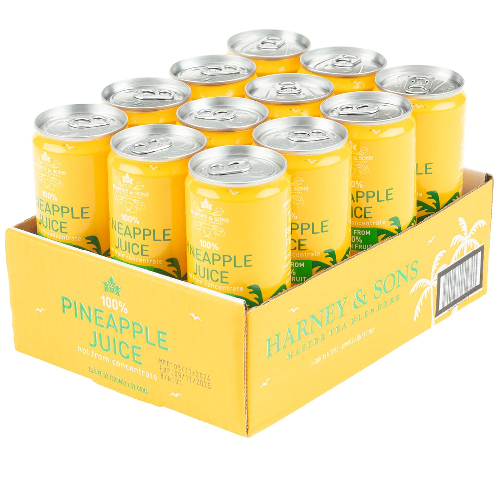 Harney & Sons pouring pineapple juice close-up highlighting fresh texture and flavor