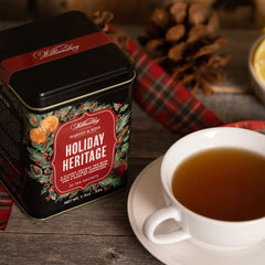 Harney & Sons pyramid sachet close-up revealing apple and spice pieces for full infusion
