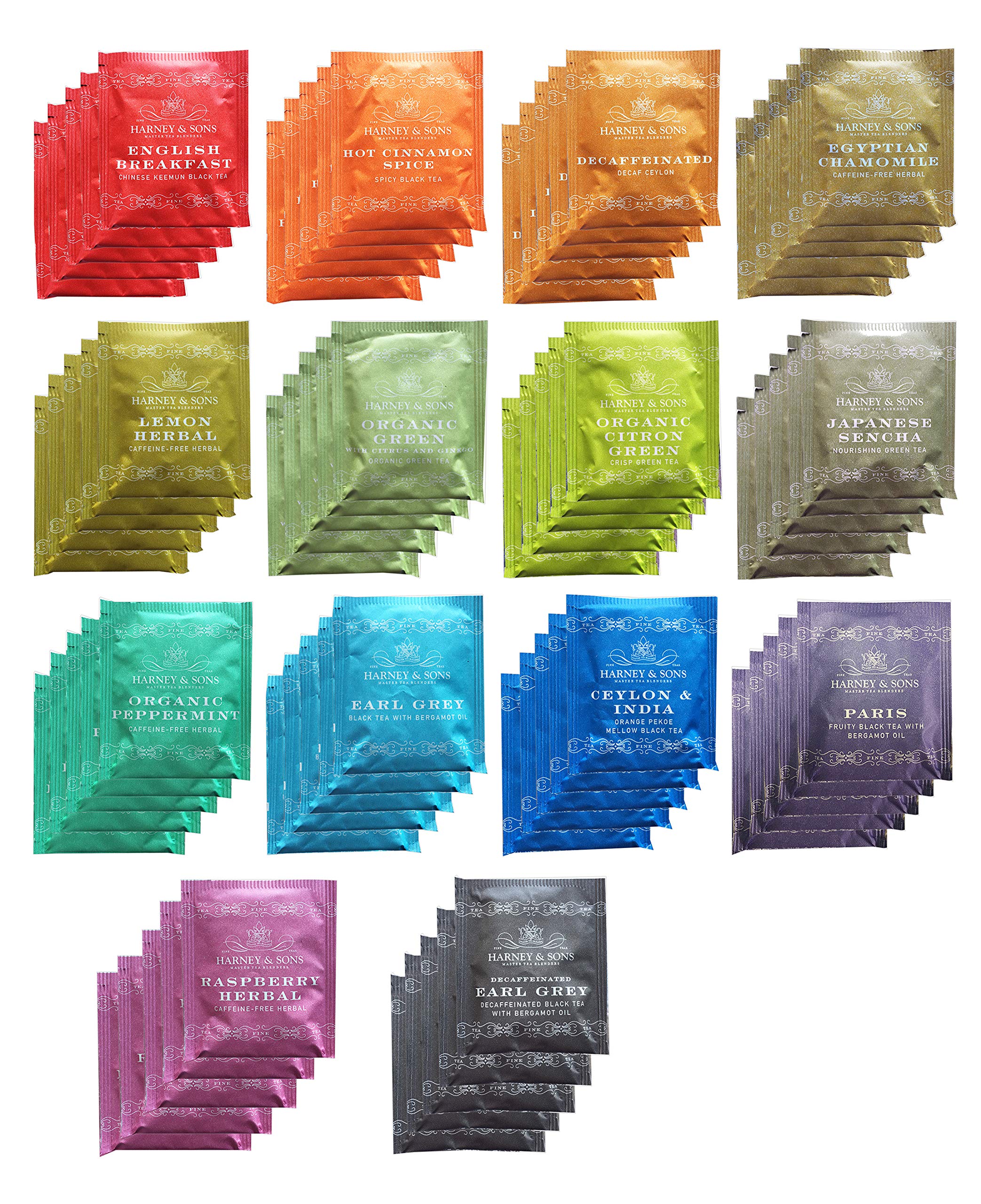 Harney & Sons sampler front packaging showing variety and gift-ready presentation