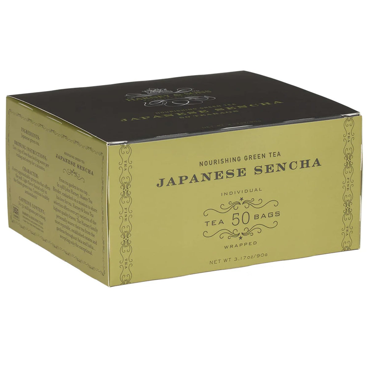 Harney & Sons front box showing 50 tea bags and brand clarity