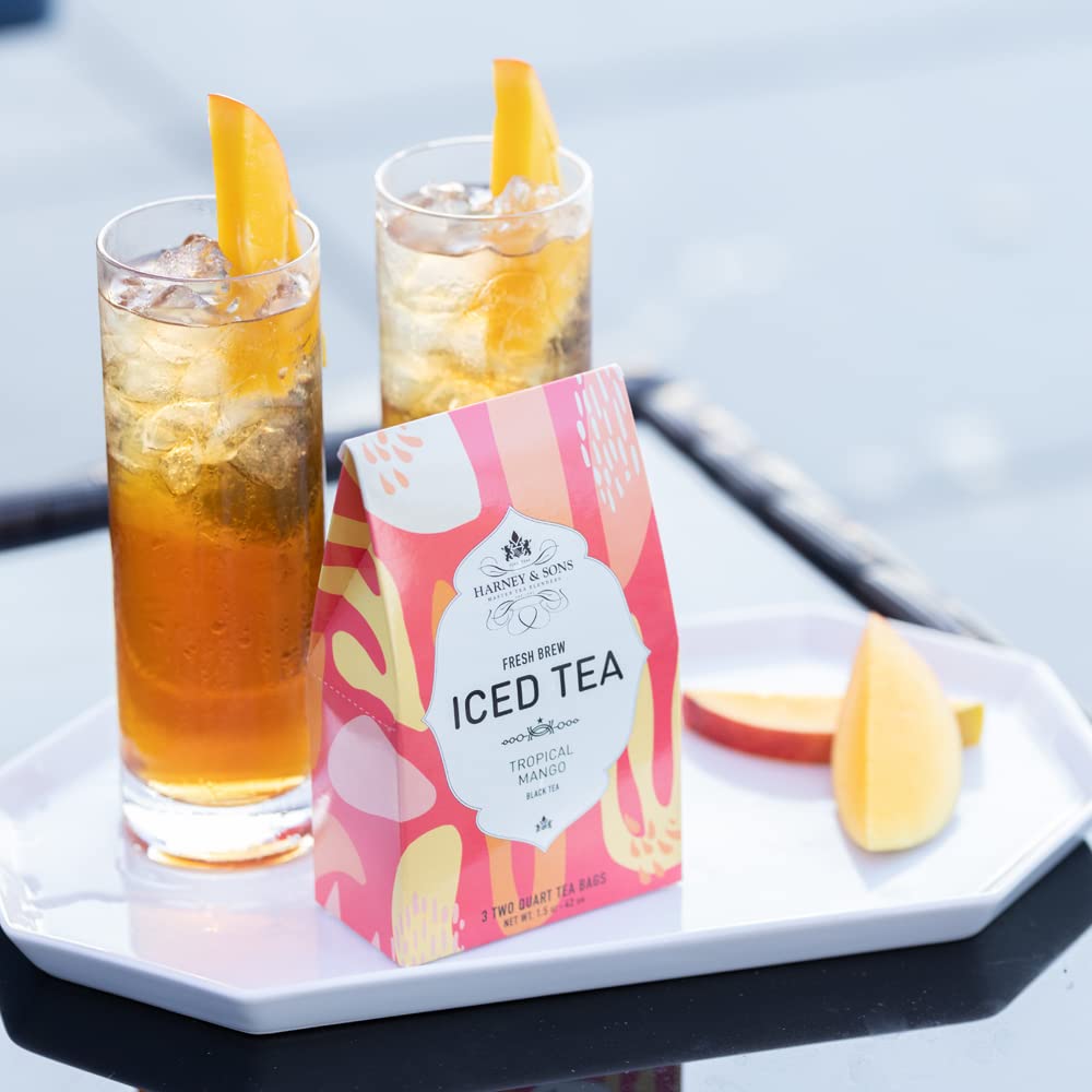Harney & Sons iced tea bag detail showing steepable pouch and fiber