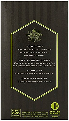 Harney & Sons brewed tropical green tea in cup showing clear color and aromatic appeal