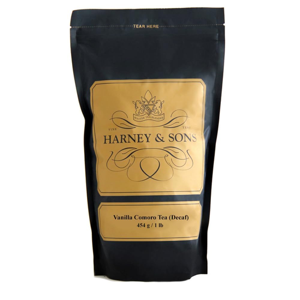 Harney & Sons measuring scoop with tea beside a scale showing portion control and brewing consistency