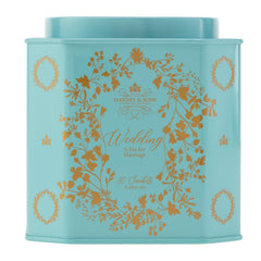 Harney & Sons tin front view showing 30 sachets and elegant gifting appeal