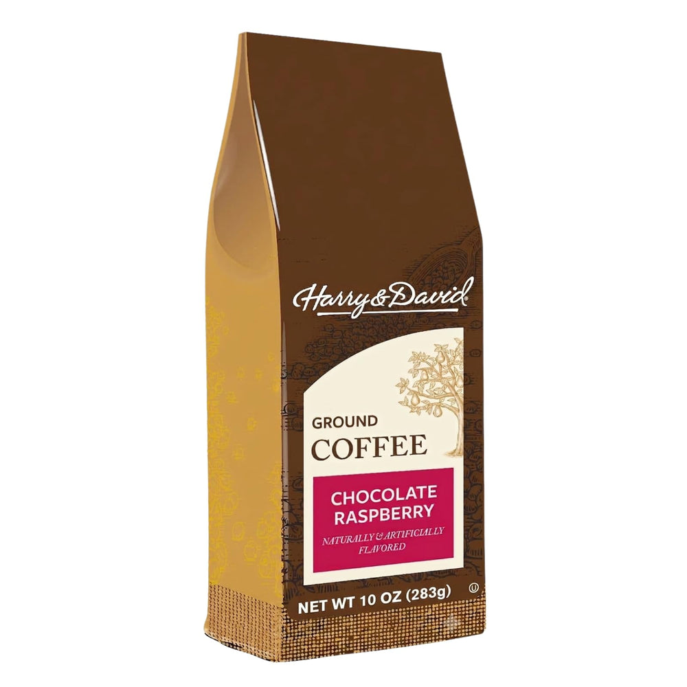 Harry & David front packaging showing chocolate raspberry flavor and gourmet benefit