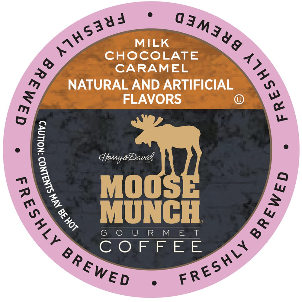 Harry & David front packaging showing 36-count Moose Munch cups for pantry convenience