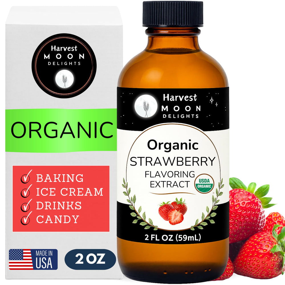 Harvest Moon Delights front label showing product identity and organic claim benefits