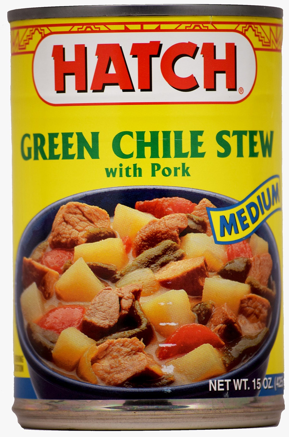 Hatch Farms front can shot showing label and pack of six for pantry convenience
