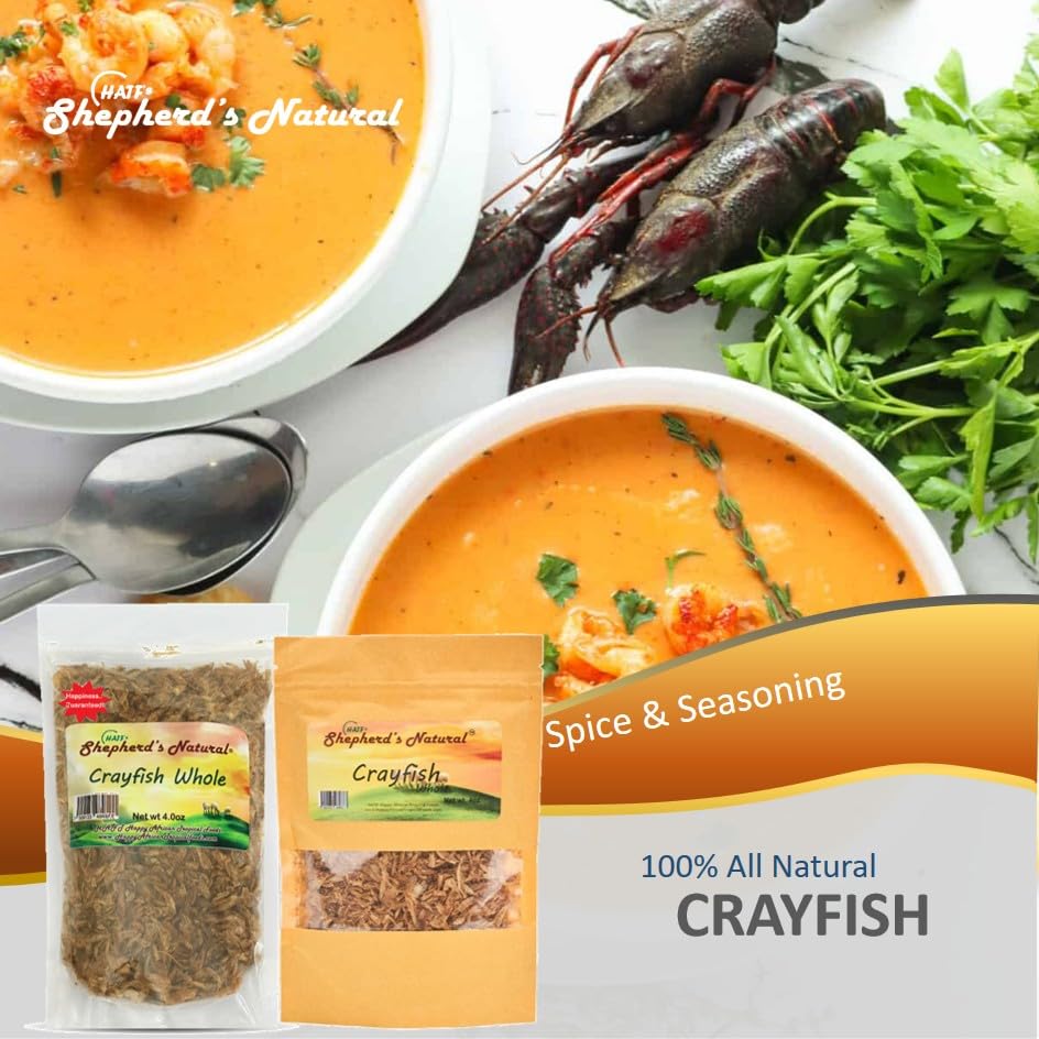 HATF'S SHEPHERD'S NATURAL close-up of dried crayfish shell texture adds authentic flavor