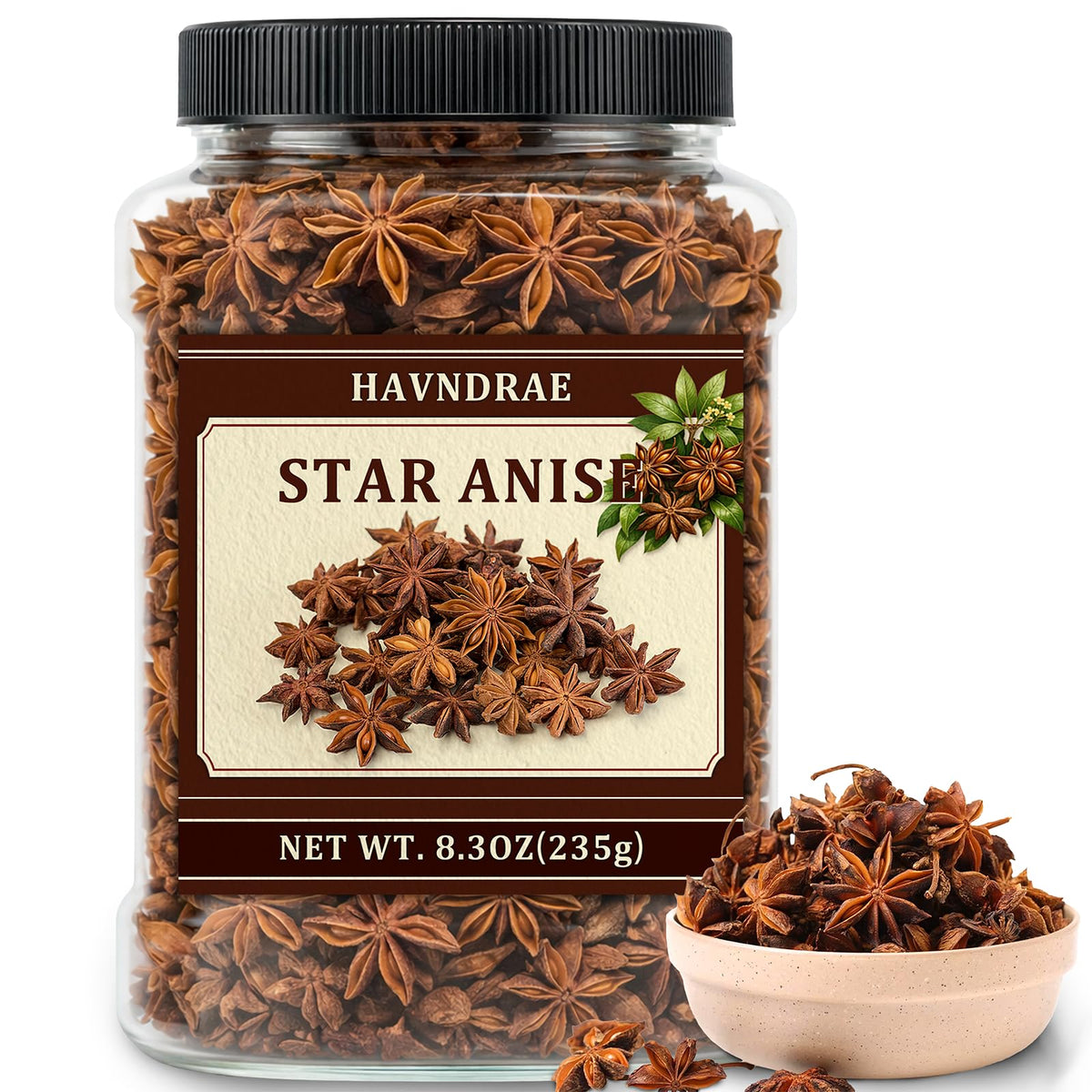 HAVNDRAE front jar of whole star anise showing sealed packaging and pantry benefit