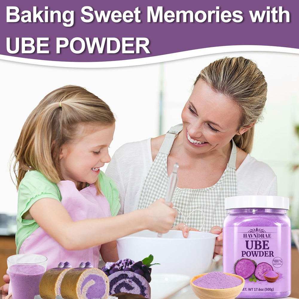 HAVNDRAE ube smoothie and latte demonstrating creamy purple beverages