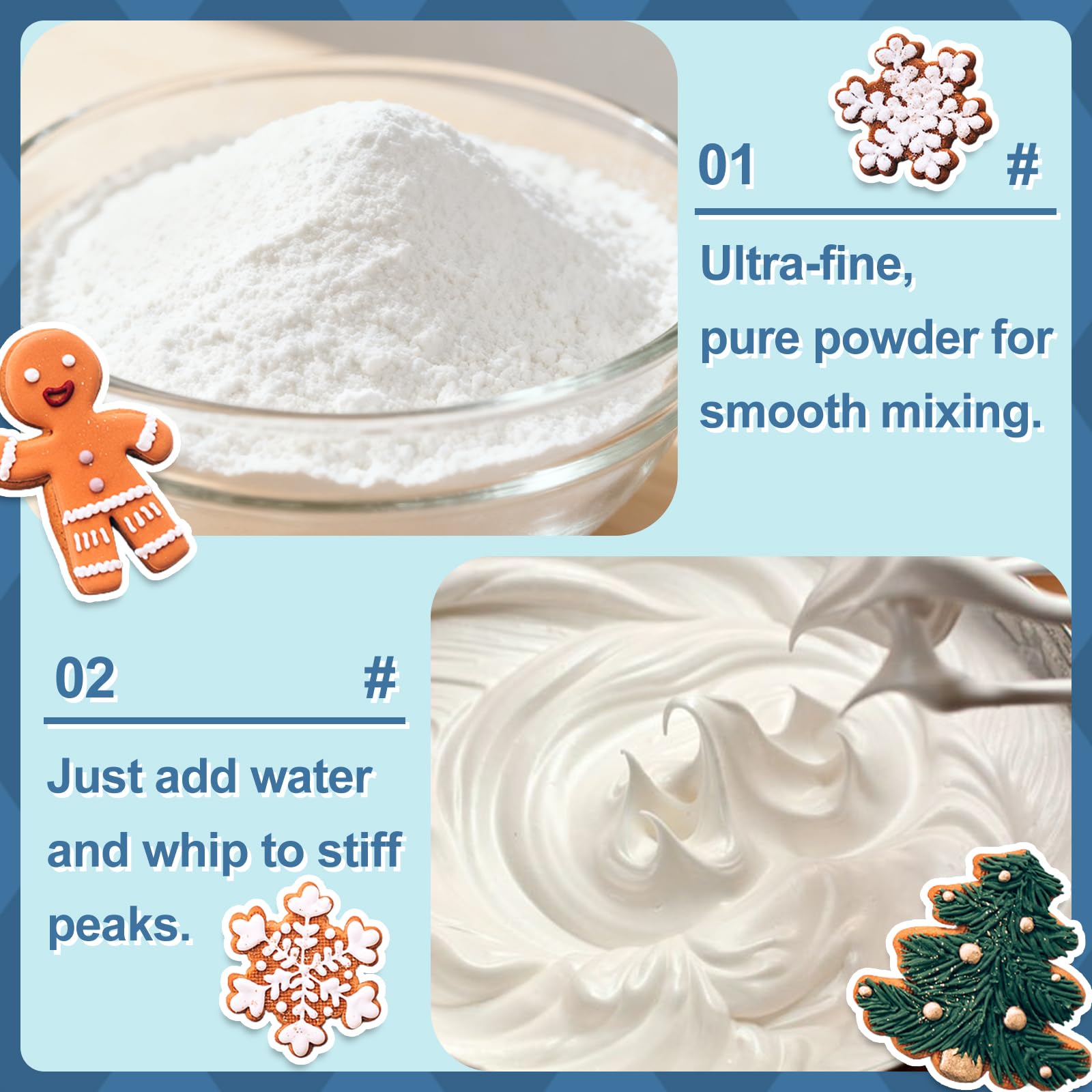HAVNDRAE whipped royal icing in mixing bowl achieving stiff peaks