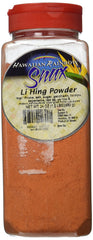Hawaii Rainbow Snax li hing plum powder jar front view showing shaker lid and label for easy seasoning