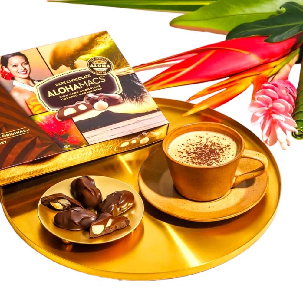 Hawaiian Host served on a dish next to coffee suggesting pairing enjoyment