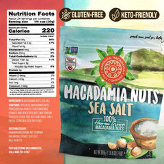 Hawaiian Macadamia Nut Company opened bag spilling nuts for easy grab-and-go snacking