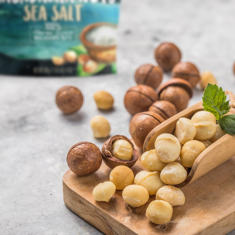 Hawaiian Macadamia Nut Company macadamias mixed with baking ingredients for recipes