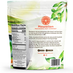 Hawaiian Macadamia Nut Company closeup of halved nuts highlighting crunchy texture