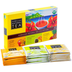 HAWAIIAN NATURAL T·E·A front packaging showing colorful tropical gift box and convenience