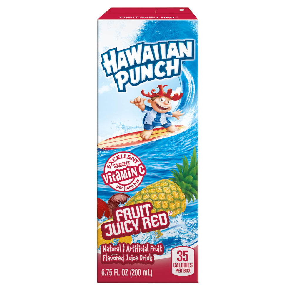 HAWAIIAN PUNCH pouring into glass close-up showing smooth texture and bright color appeal