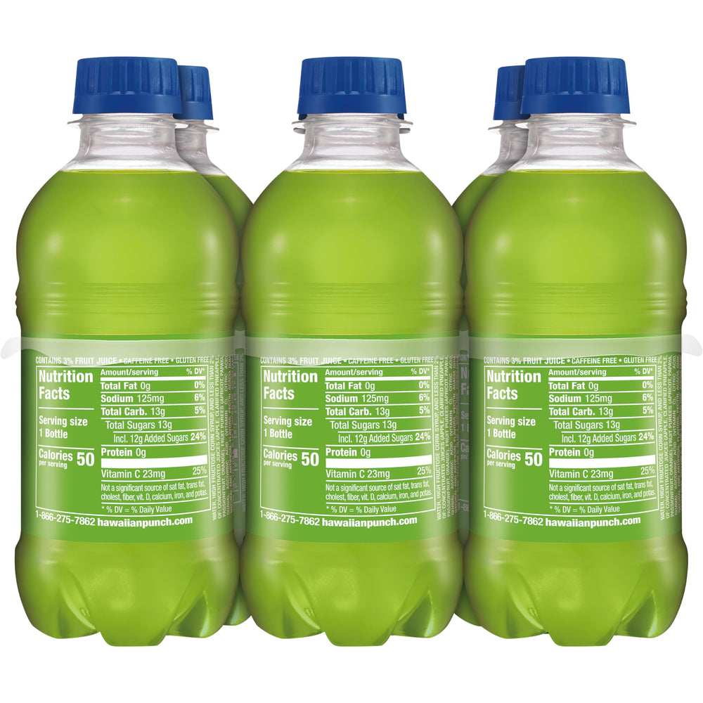 HAWAIIAN PUNCH nutrition panel for Green Berry Rush highlighting vitamin C information
