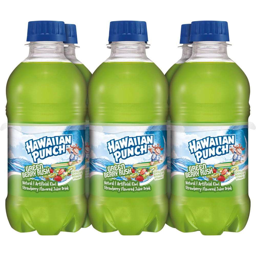 HAWAIIAN PUNCH Green Berry Rush poured into a glass showing color and refreshing appeal