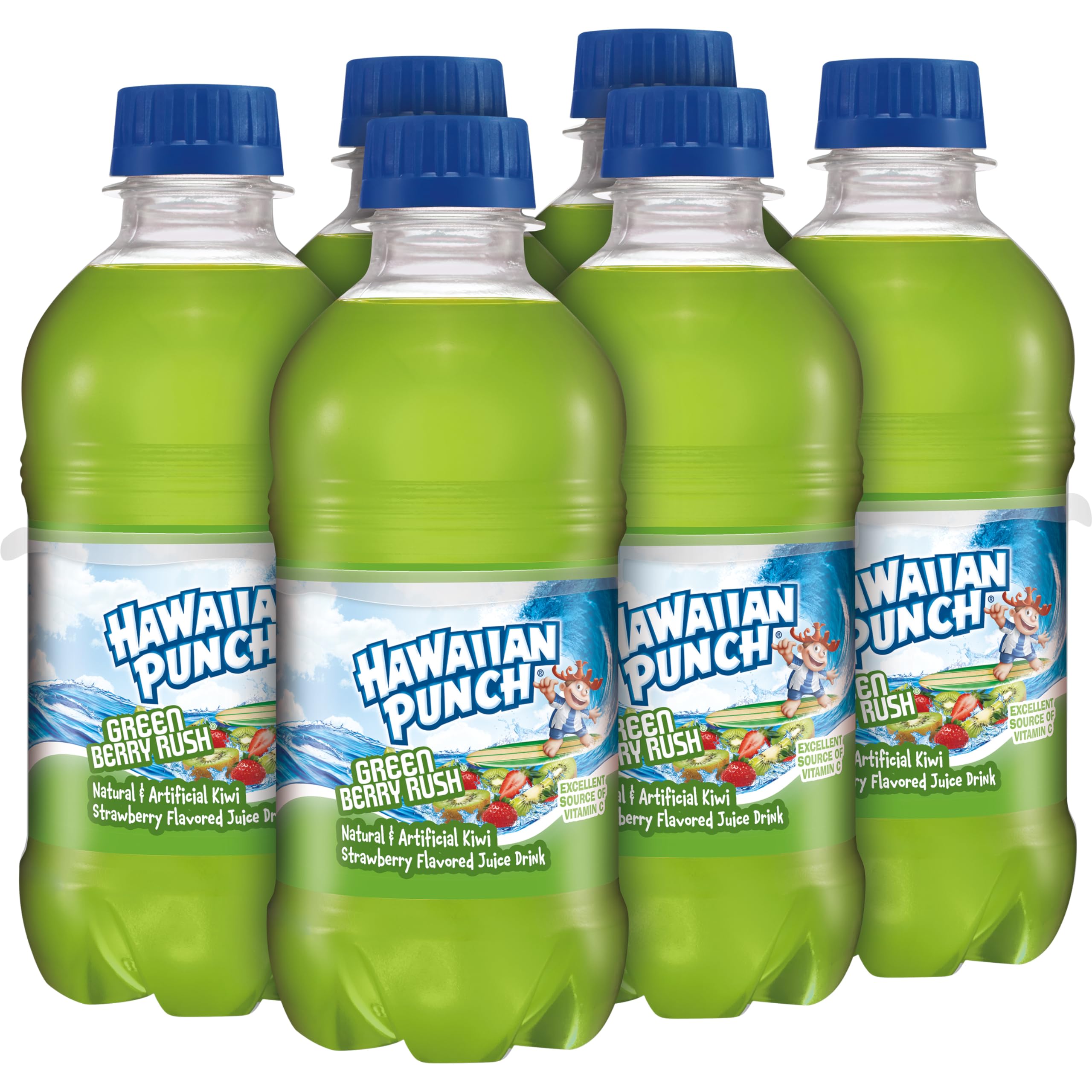 HAWAIIAN PUNCH bottle held in hand to show Green Berry Rush size and portion benefit