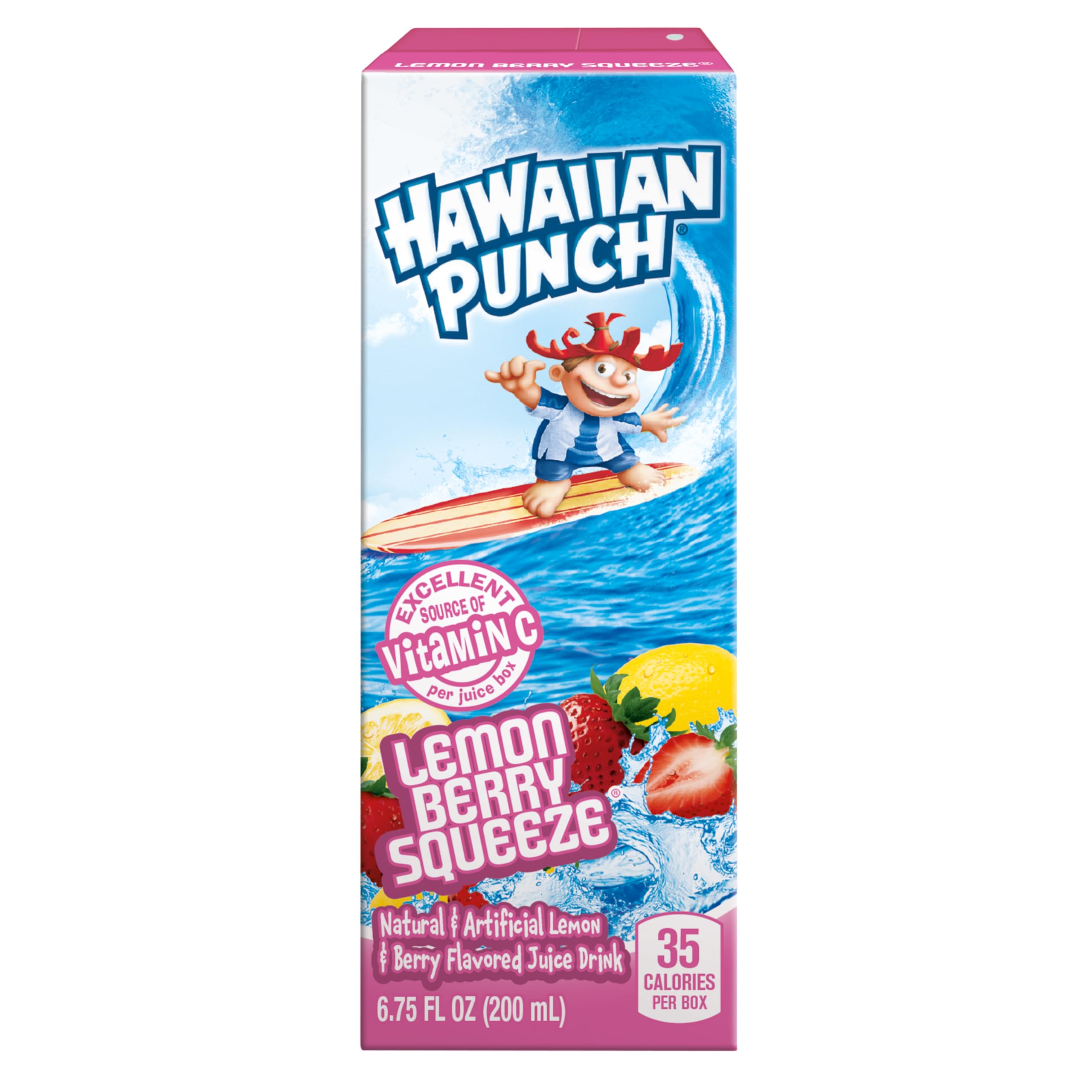 HAWAIIAN PUNCH box tucked into lunchbox illustrating convenient school or work packing