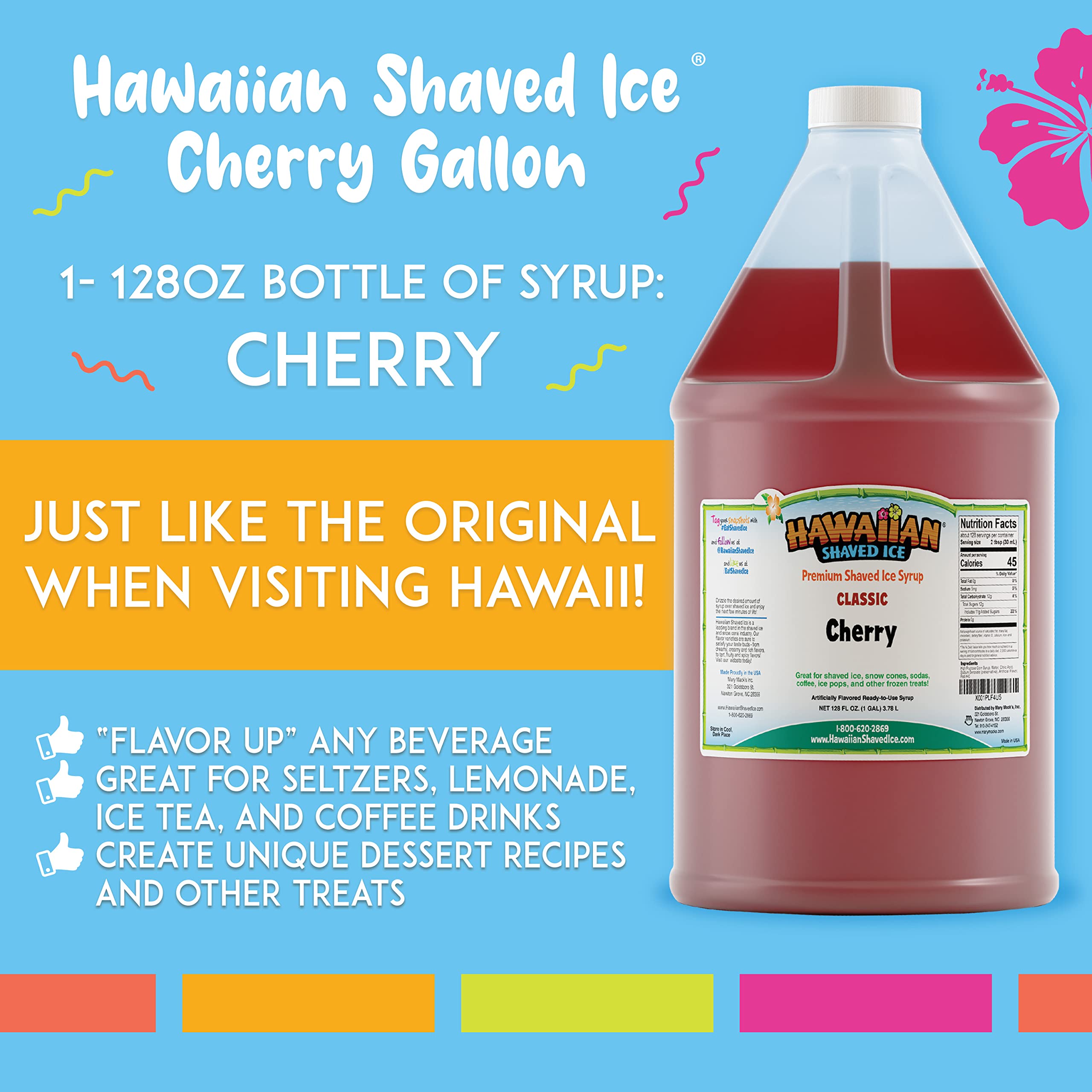 Hawaiian Shaved Ice cherry syrup pouring closeup demonstrating easy-pour convenience