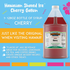 Hawaiian Shaved Ice cherry syrup pouring closeup demonstrating easy-pour convenience